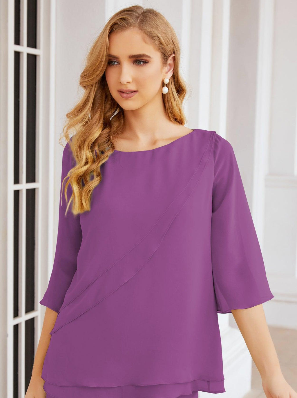 Robe de mariée élégante pour la mère de la mariée en deux pièces, tailleur pantalon grande taille à volants superposés, peignoir argenté 28064