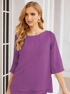 Robe de mariée élégante pour la mère de la mariée en deux pièces, tailleur pantalon grande taille à volants superposés, peignoir argenté 28064