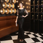 Banquet Elegant Long Sleeve Sequined Queen Fishtail Evening Dress