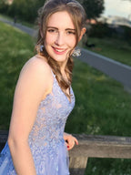 A Line Applique BlushTulle Short Homecoming Dress