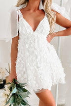 Abito Mini in Tulle e Organza con Applique Floreale Amore in Fiore