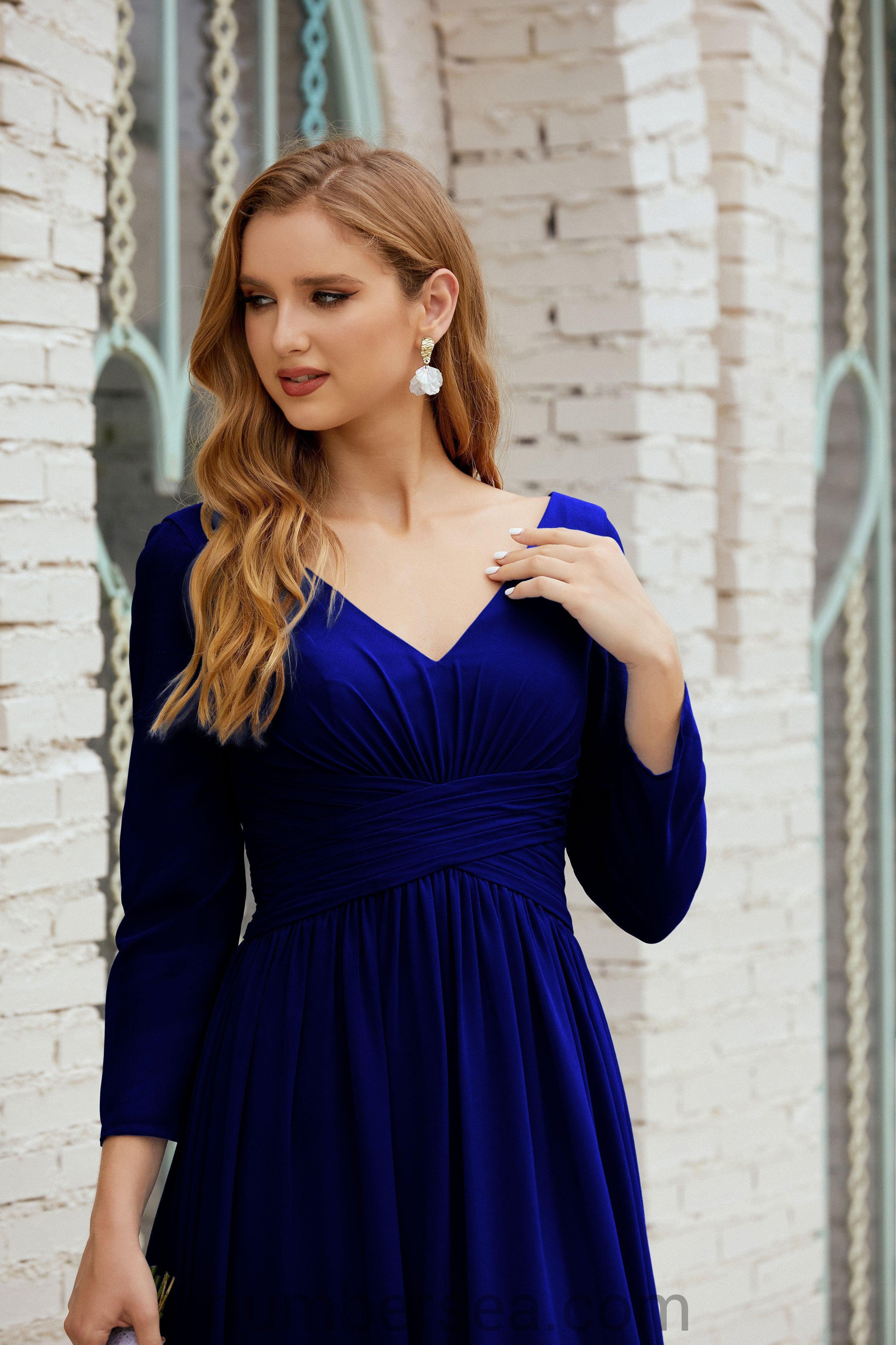 Abito da damigella Numbersea in chiffon, abito formale per festa, abito da sera 28016