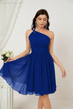 Numbersea Damen Chiffon Kurzes Ein-Schulter Brautjungfernkleid Festliche Kleider für Feier Heimkehr 2804