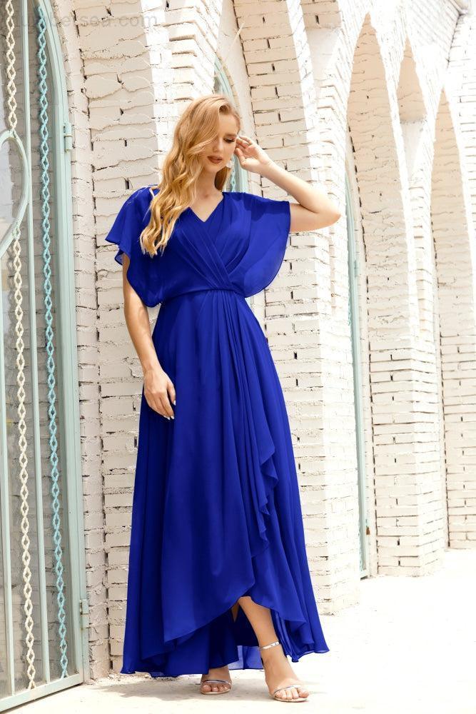Robe de la Mère de la Mariée Grande Taille Col en V Longueur Solennelle Robe de Bal Formelle pour Invité de Mariage 28020