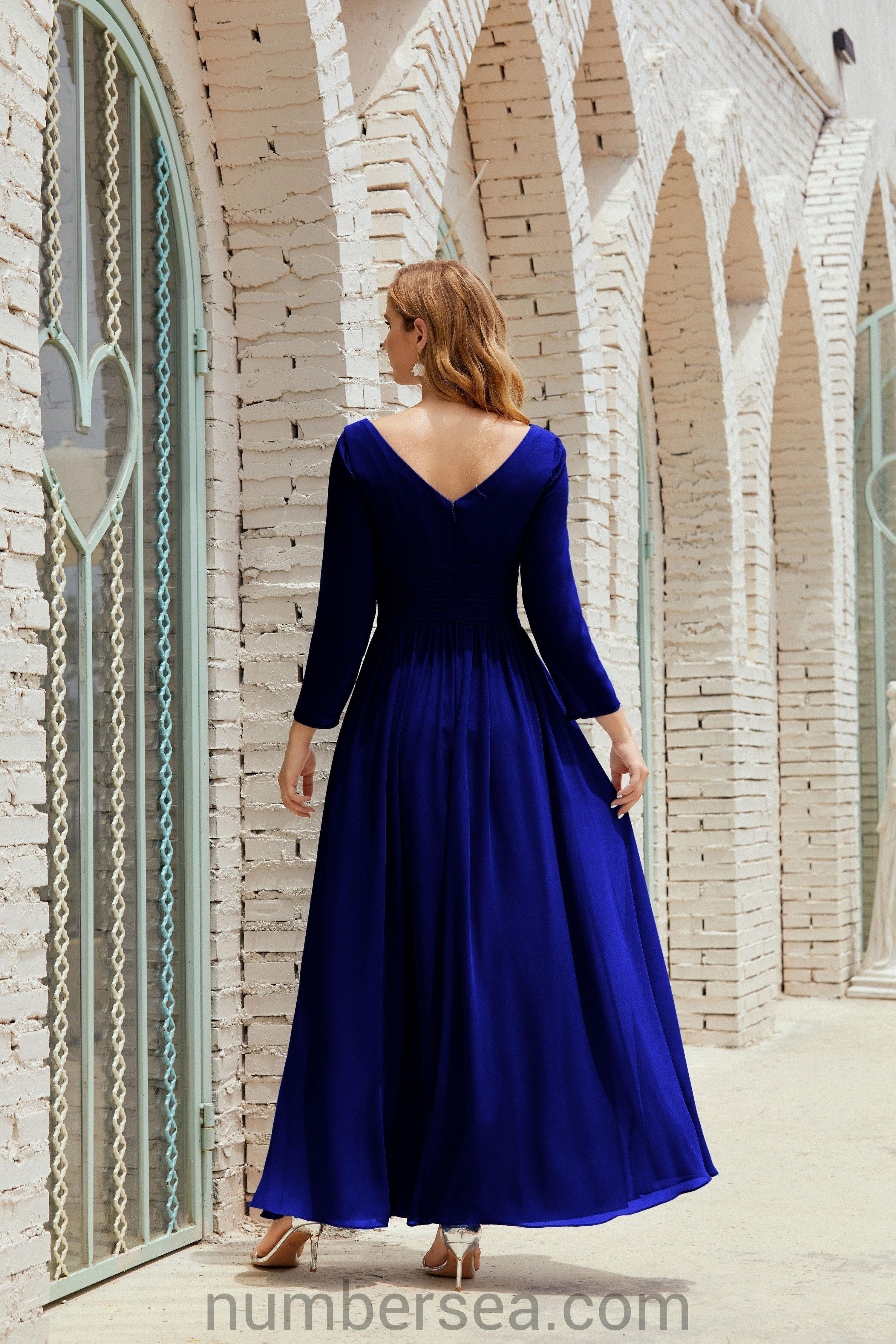 Abito da damigella Numbersea in chiffon, abito formale per festa, abito da sera 28016