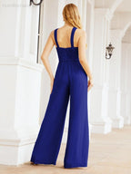 Tuta da sera elegante Numbersea con scollo incrociato, abito lungo per damigella, pantaloni a zampa d'elefante 28033