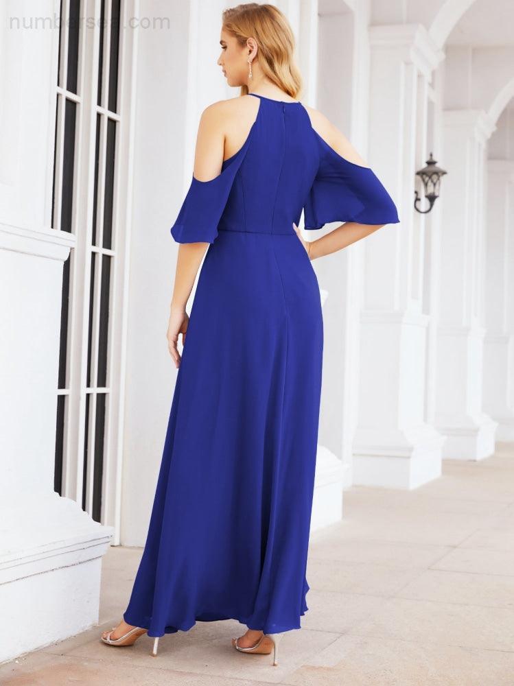 Robe de demoiselle d'honneur asymétrique, robe de soirée longue formelle ligne A 28074