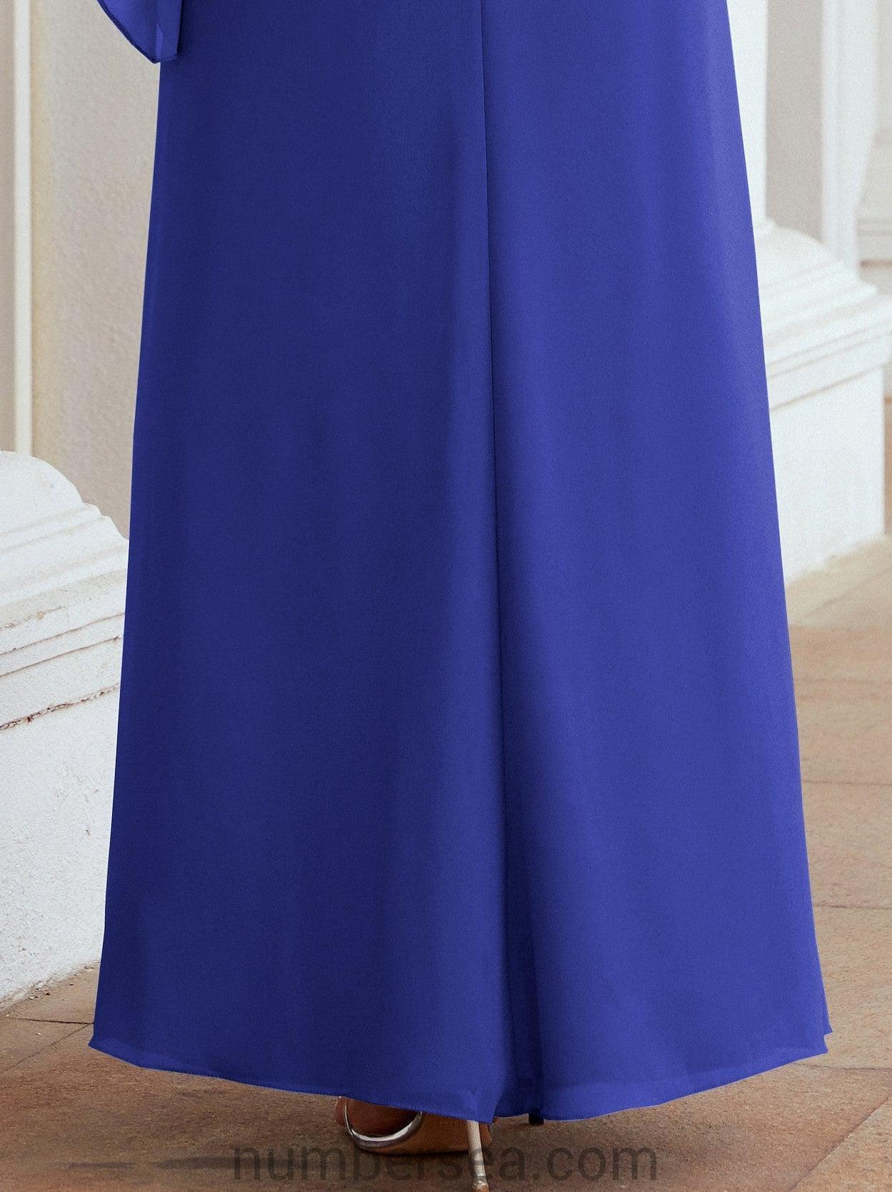 Robe de soirée formelle longue pour mère de la mariée avec cape à volants 28026