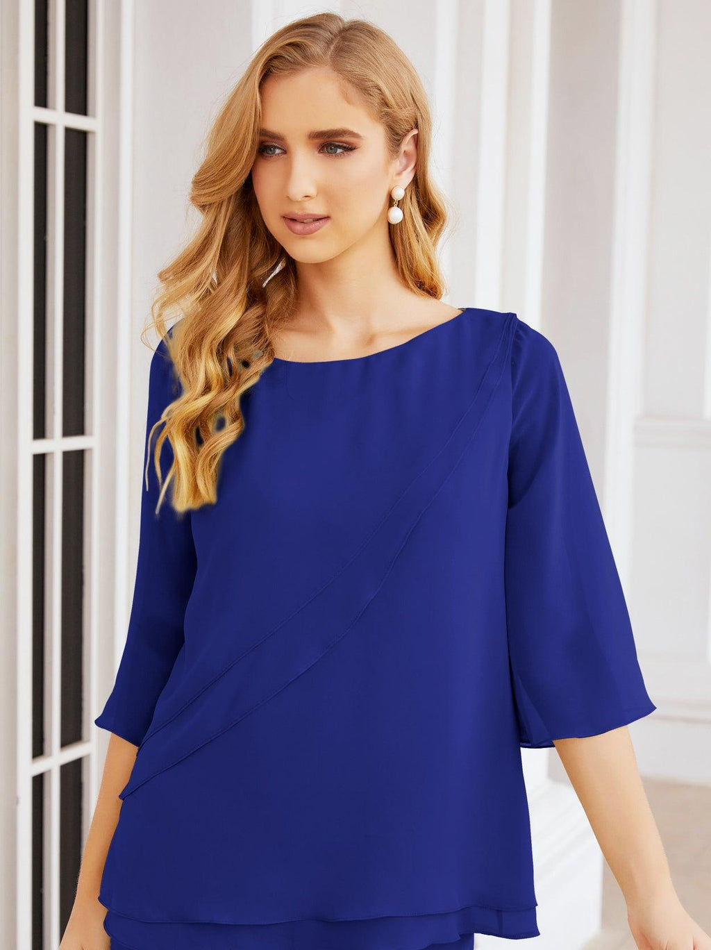 Robe de mariée élégante pour la mère de la mariée en deux pièces, tailleur pantalon grande taille à volants superposés, peignoir argenté 28064