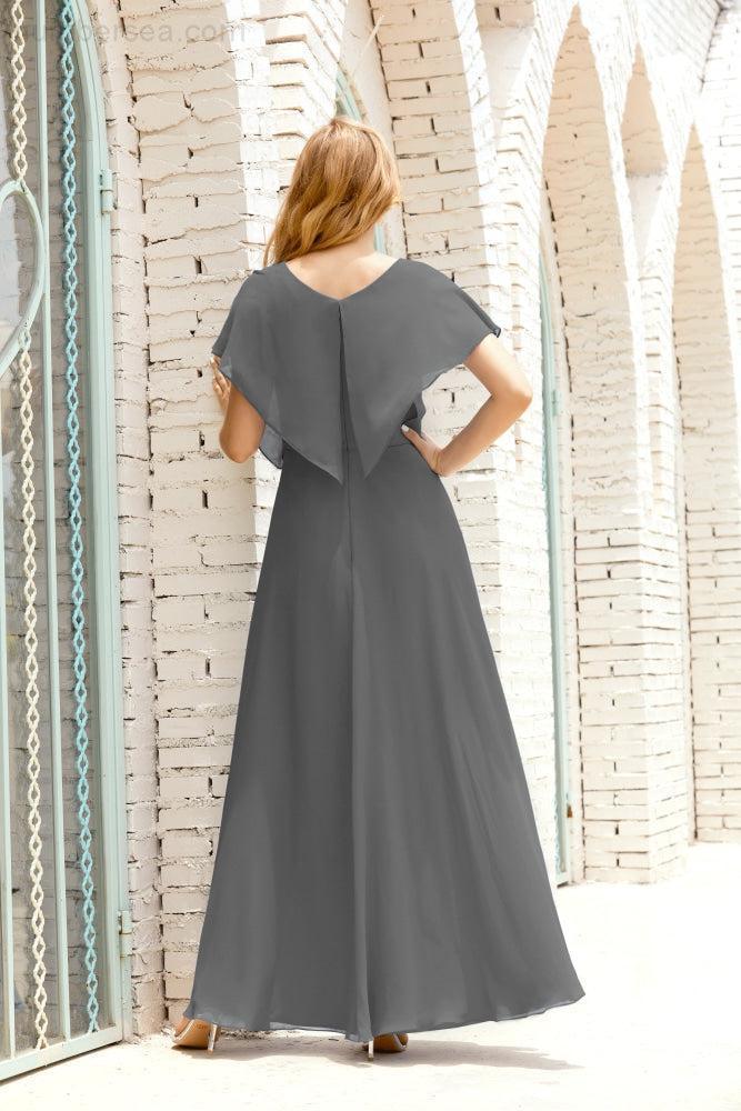 Robe de la Mère de la Mariée Grande Taille Col en V Longueur Solennelle Robe de Bal Formelle pour Invité de Mariage 28020