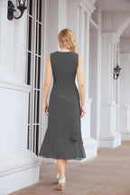 Robe de mariage de la mère de la mariée en deux pièces, ligne A, pour cérémonie et soirée formelle, modèle 28072