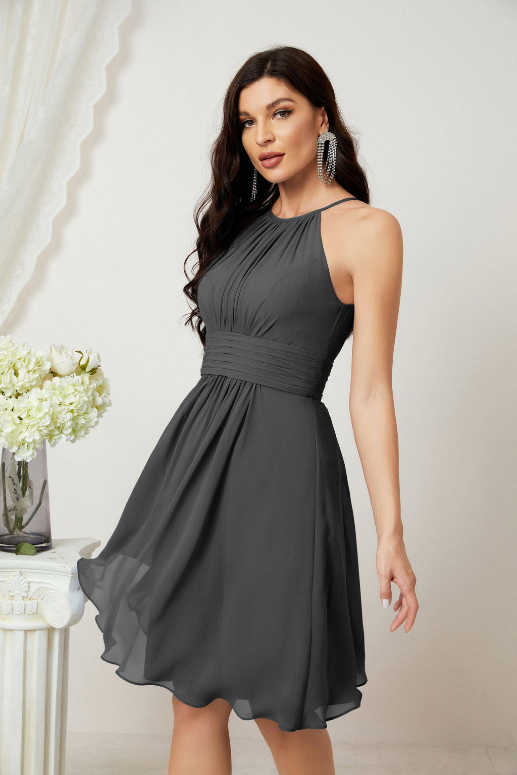 Robe de soirée formelle pour bal de fin d'études ou cocktail Halter 28011