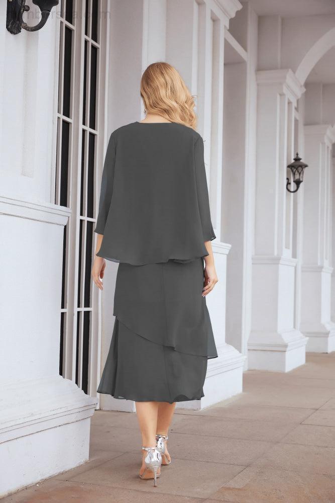 Robe de mariage de la mère de la mariée en deux pièces, ligne A, pour cérémonie et soirée formelle, modèle 28072