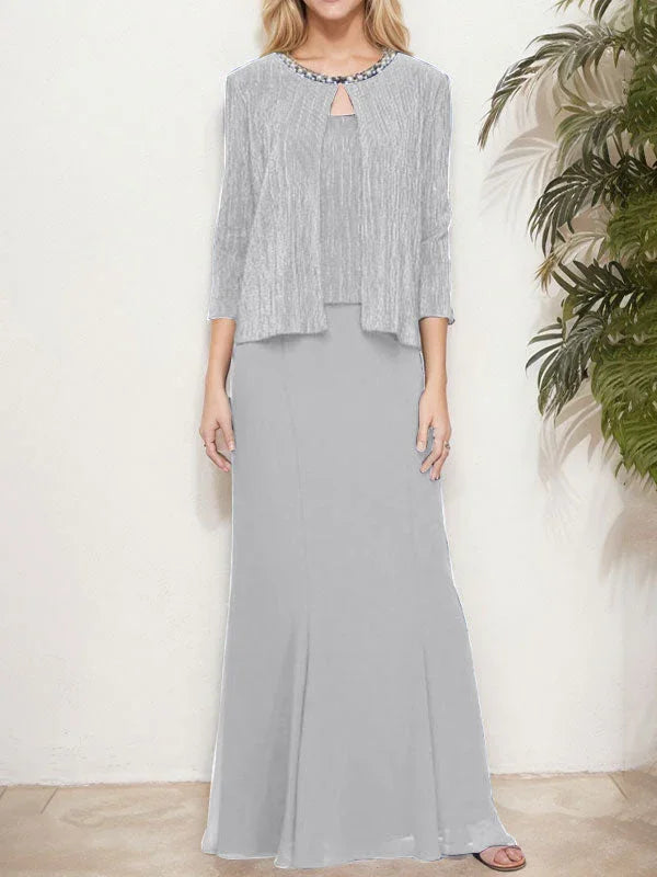 فستان مزيّف معدني من قطعتين مع سترة