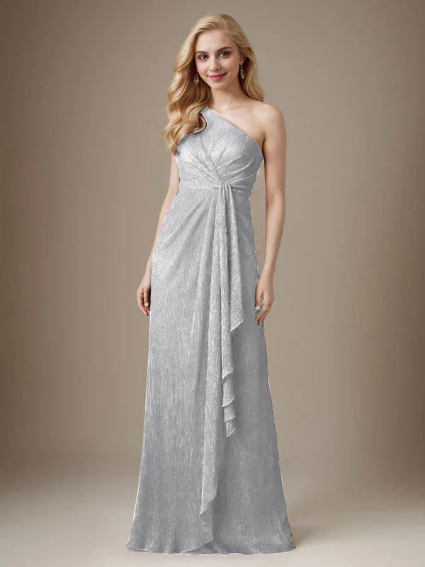 فستان روبي بكتف واحد من شبكة معدنية فستان والدة العروس