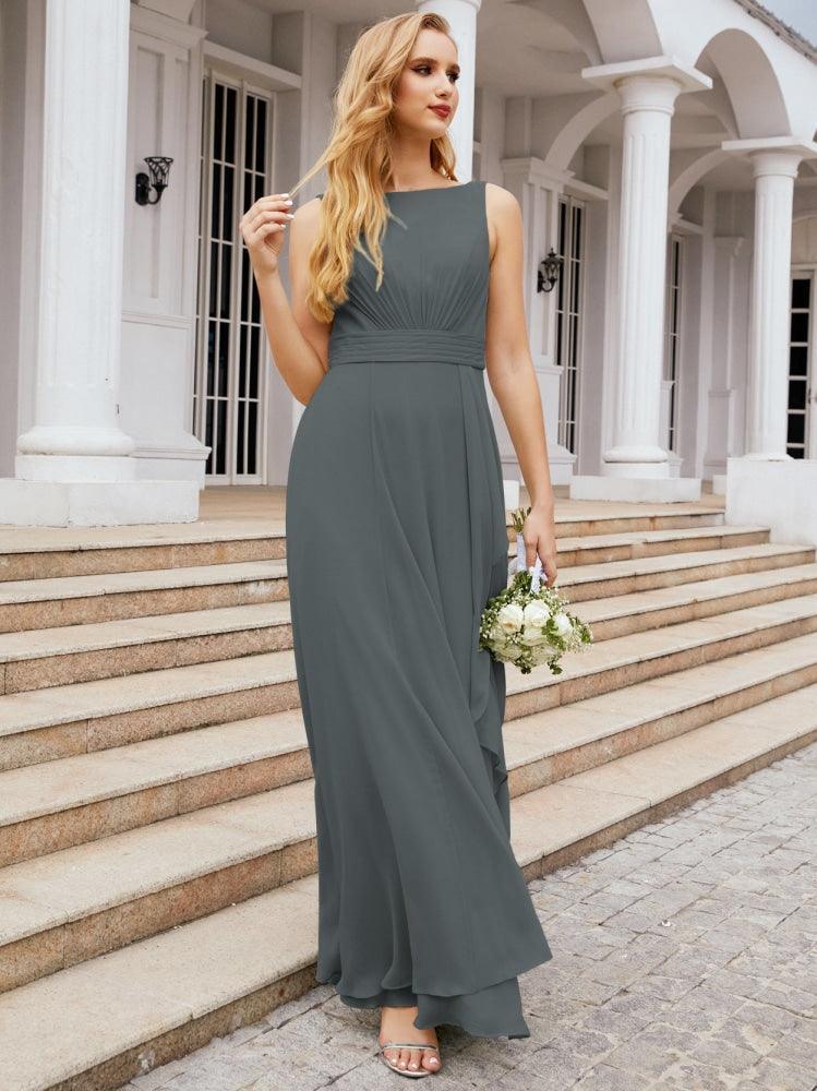 Abiti da damigella Numbersea per matrimonio con volant, lunghi, formali, da ballo 28039