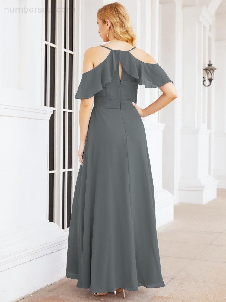 Robes longues de demoiselle d'honneur Numbersea à épaules dénudées, fente latérale, robes de bal formelles pour fête et mariage 28070