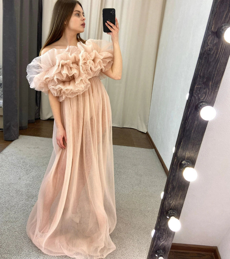 6105#Sheer Maternity Robe For Photo Shoot Tulle Pregnancy photoshoot