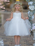 Lace Ball Gown Knee Length First Communion Flower Girl Dress