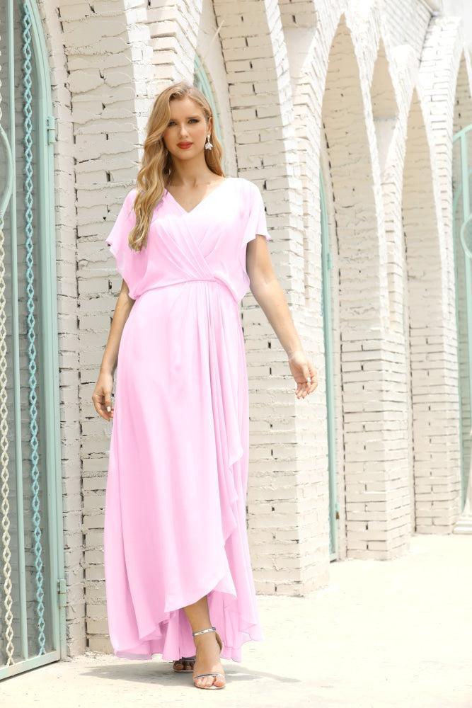 Vestidos de Mãe da Noiva Tamanho Grande Decote em V Comprido para Baixo Vestido de Gala Formal para Convidado de Casamento 28020