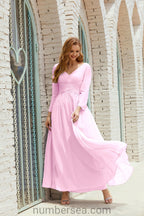 Abito da damigella Numbersea in chiffon, abito formale per festa, abito da sera 28016