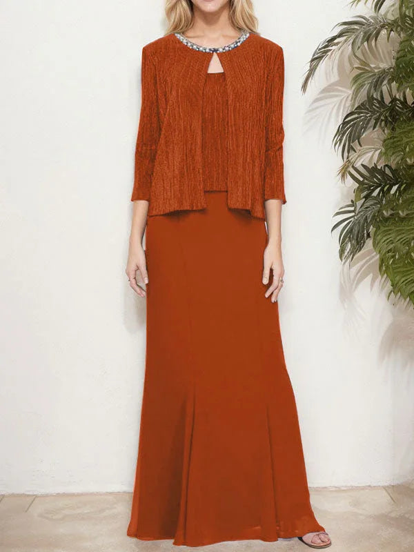 فستان مزيّف معدني من قطعتين مع سترة