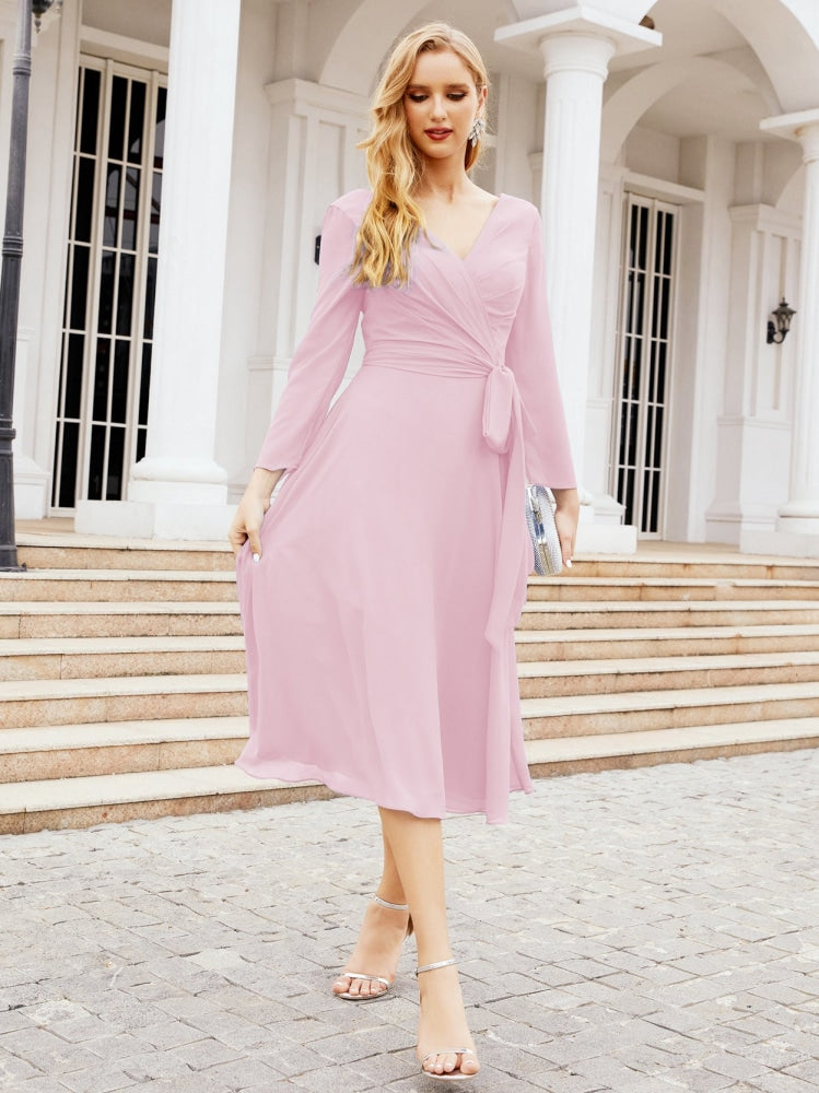 Bridesmaid Dress V-Back Waist Belt Mother of the Bride Wedding Guest SY28031