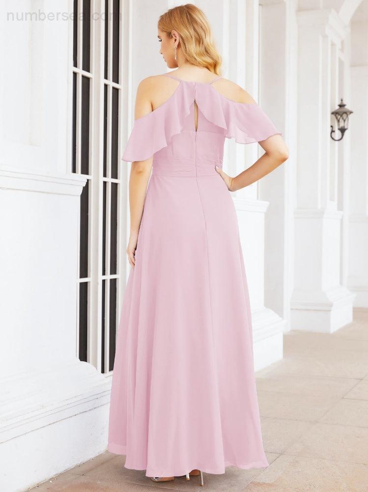 Robes longues de demoiselle d'honneur Numbersea à épaules dénudées, fente latérale, robes de bal formelles pour fête et mariage 28070
