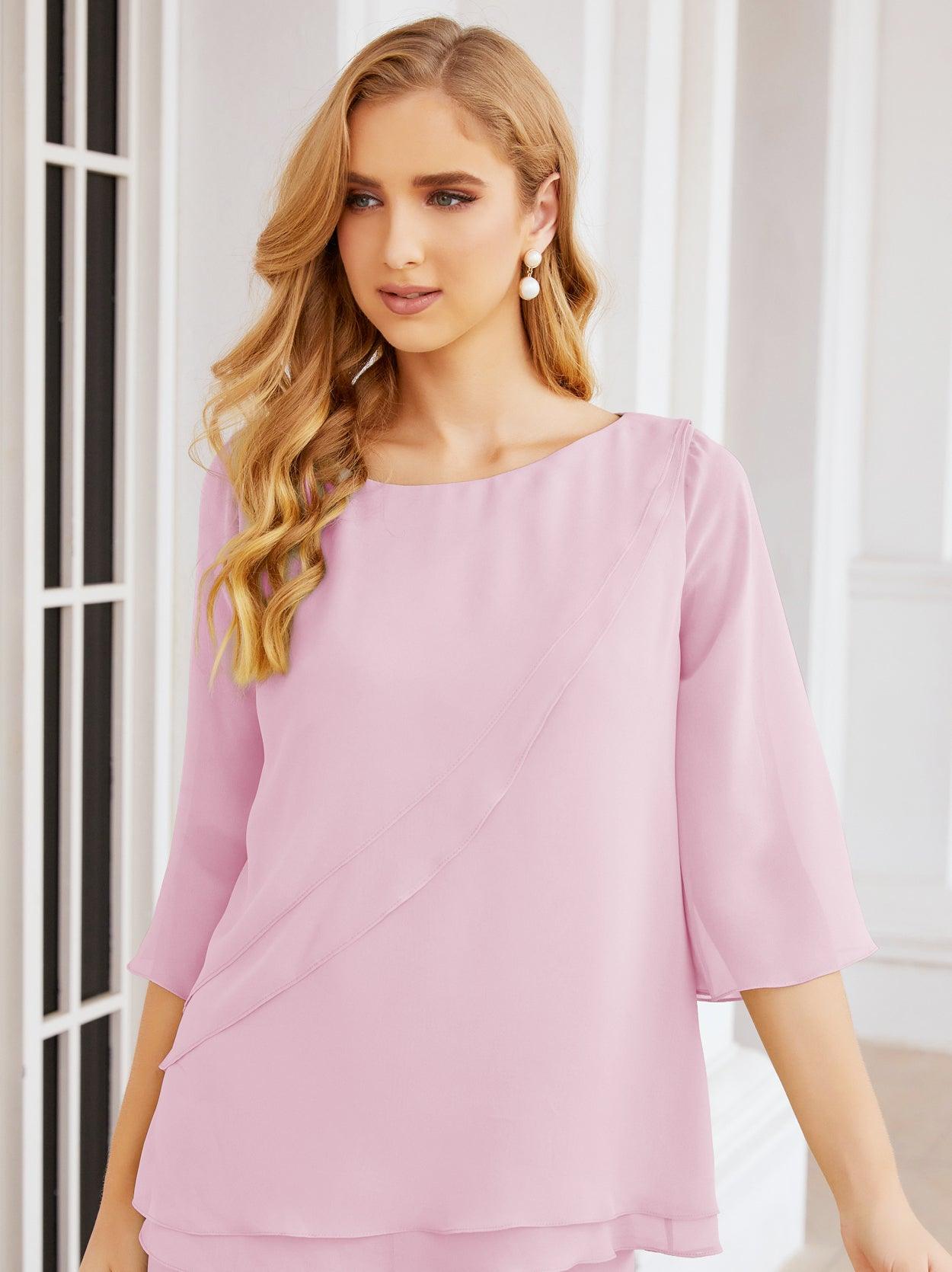 Robe de mariée élégante pour la mère de la mariée en deux pièces, tailleur pantalon grande taille à volants superposés, peignoir argenté 28064