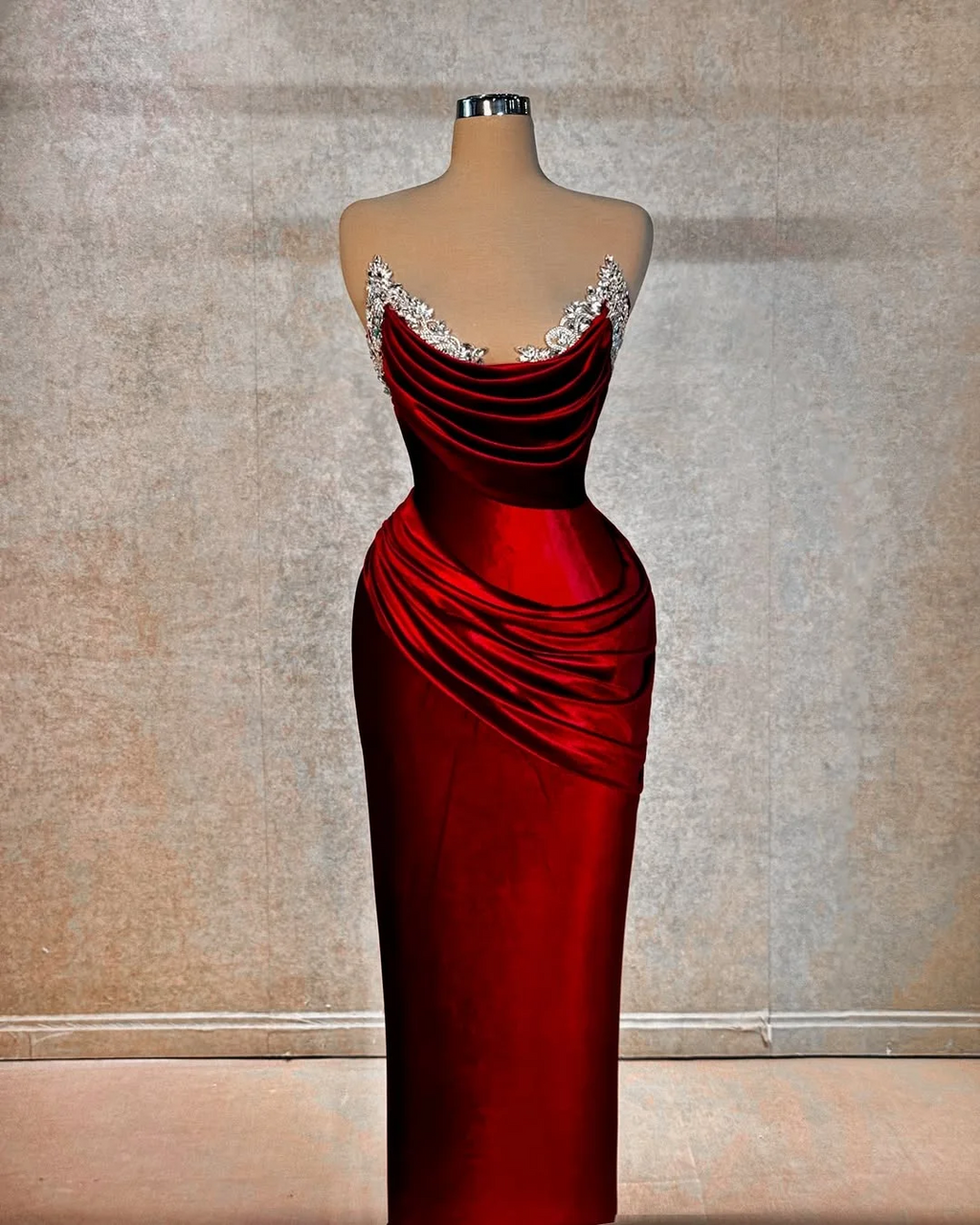 Chic Strapless Long Prom Dress With Beading And Pleated Details