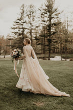 3D Flower Colorful V Neck Tulle Forest Wedding Dresses