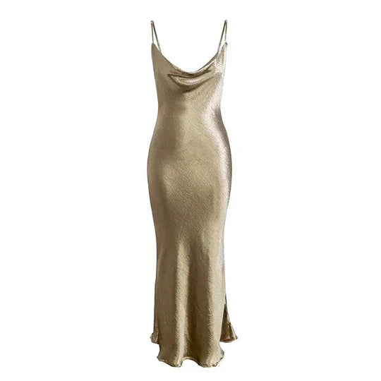 Abito elegante da sera con spalline sottili, senza schienale, formale e seducente Y410