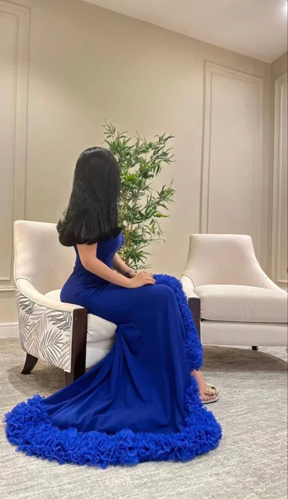 فستان سهرة أزرق أنيق على شكل حورية البحر فستان رسمي أزرق Y6397