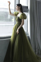 Vestido longo de tule verde para baile vestido de noite verde Y623