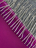 Abito da donna sexy lucido con spacco, frange e fasce, elegante abito lungo da sera Y407