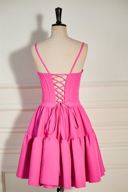 Vestido de fiesta con cordones y volantes en forma de A
