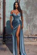 Mermaid Satin Long Prom Dress with Slit