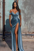 Adelaide | Robe de bal longue en satin sirène avec fente