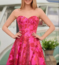 Vestido de Baile Jacquard Floral Sem Alças | Vestido de Baile com Decote Coração e Fenda