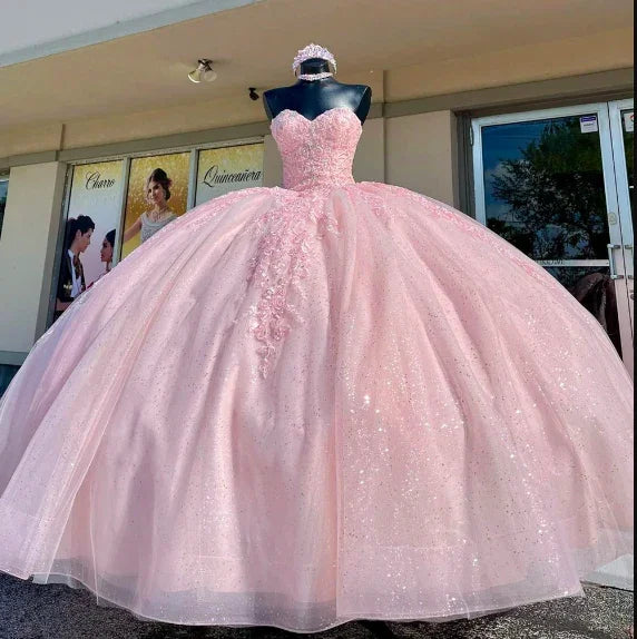 Süßherz Hellrosa Quinceañera-Kleider Ballkleid Geburtstagsfeier Kleid Y2730