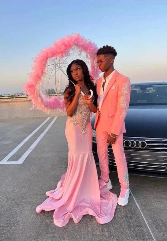Incantevole abito da sera rosa sirena Abito formale rosa Y6539