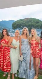 Vestido de noche elegante azul satinado con estampado floral, perlas en capas y cuentas, línea A con abertura, vestido de fiesta y baile Y8461