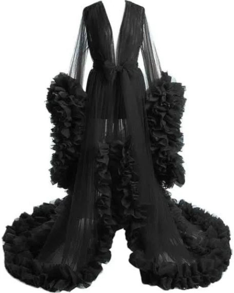 6120#Thin mesh maternity wear long skirt photo studio clothing, sexy morning robe