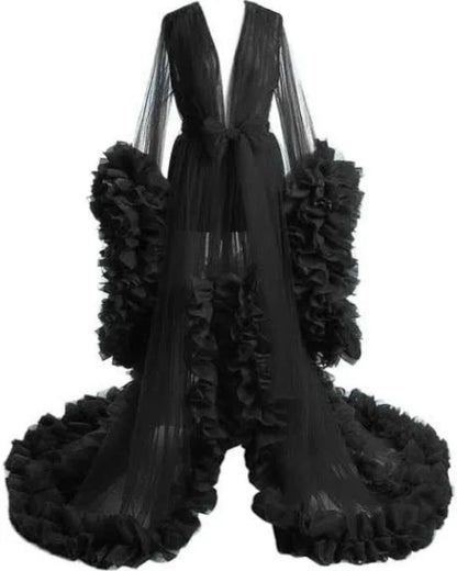 6120#Thin mesh maternity wear long skirt photo studio clothing, sexy morning robe