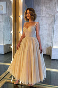 Glittering Straps Sweetheart Sleeveless A Line Prom Dress With Sequins