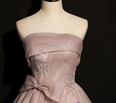 Wunderschönes rosa Tüll mit Pailletten, trägerlos, plissiert, Perlenbesatz, Ballkleid für festliche Anlässe, Geburtstags- und Quinceañera-Kleid Y7579