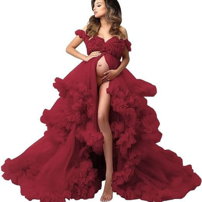 Hot-selling new pregnant women's mesh skirt photo dress deep V perspective photo portrait photography clothing6121#