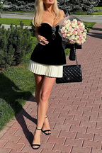 Robes de soirée sans bretelles sexy, unies, en patchwork ruché