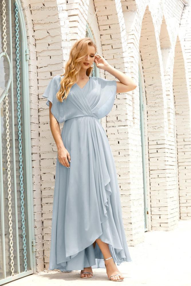 Robe de la Mère de la Mariée Grande Taille Col en V Longueur Solennelle Robe de Bal Formelle pour Invité de Mariage 28020