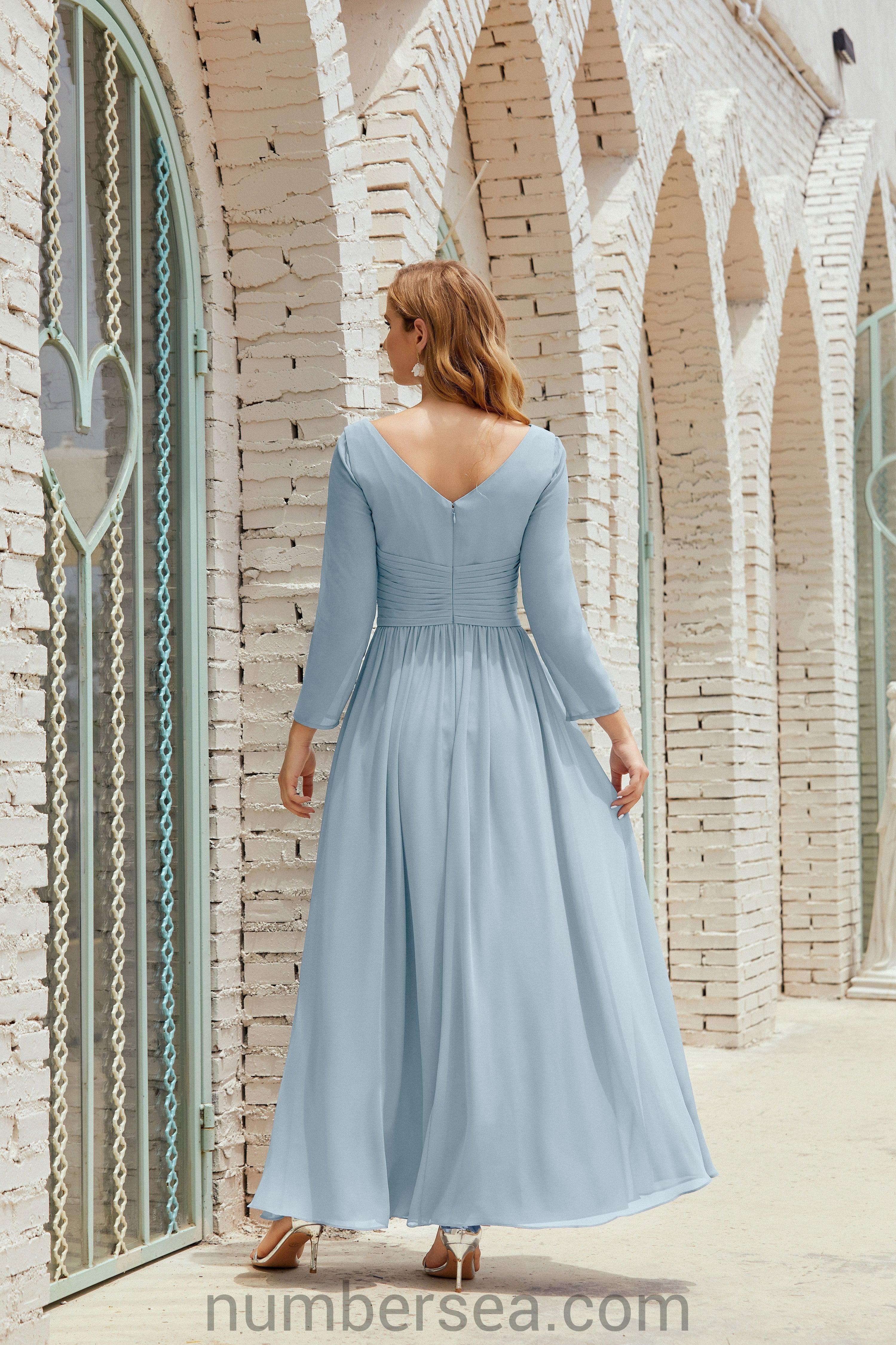Abito da damigella Numbersea in chiffon, abito formale per festa, abito da sera 28016